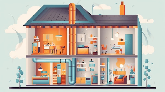 A concept icon of home insulation to reduce or prevent Generative ai