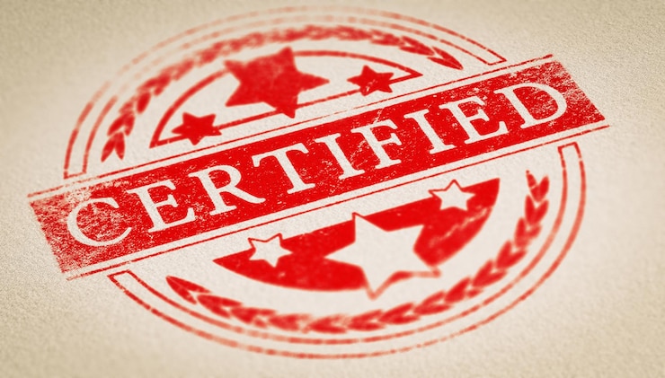 Photo concept image of certification or authenticity certificate