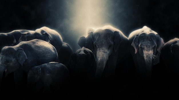 Concept image manipulation of wild elephants