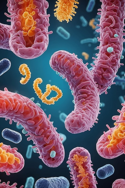Concept infectious agents bacteria bacilli e coli part of the gut microbiome magnified image from under the microscope 3d rendering 3d illustration