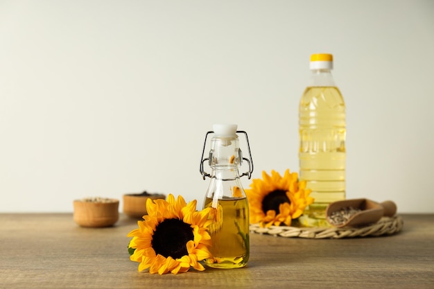 Concept of ingredients for cooking sunflower oil