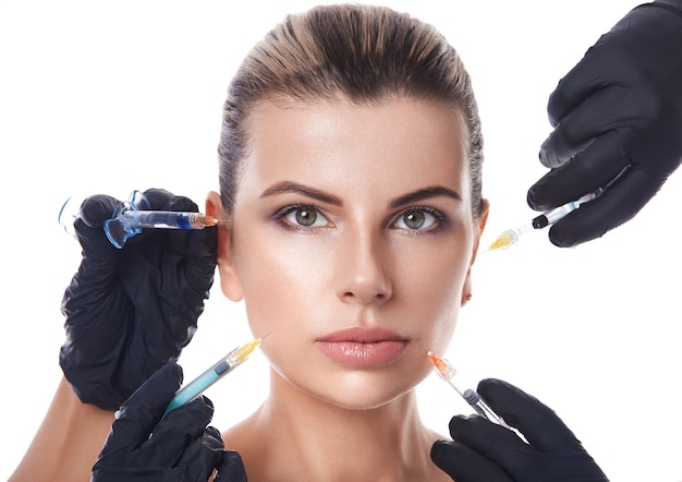 Concept of injection cosmetology and plastic surgery. Anti aging treatment