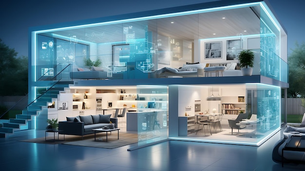 Concept of the internet of things of a smart home with various connected devices