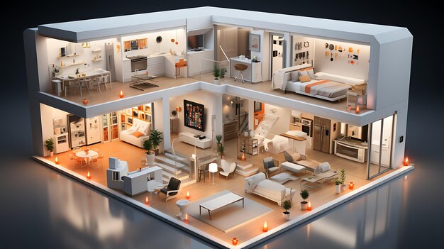 concept of the Internet of Things of a smart home with various connected devices