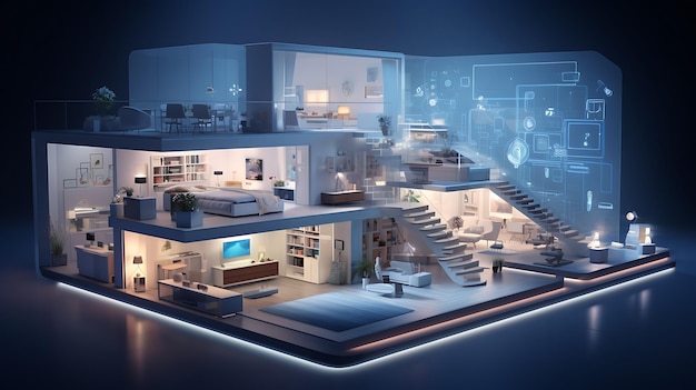 Photo concept of the internet of things of a smart home with various connected devices