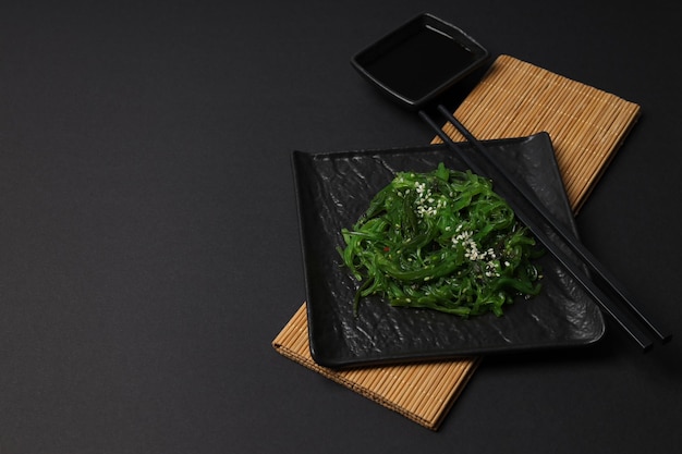 Concept of Japanese cuisine Chuka salad space for text