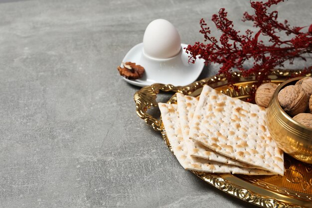 Concept of jewish Passover holiday space for text