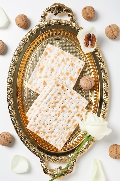 Concept of jewish Passover holiday top view