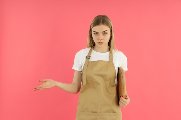 Foto concetto di lavoro con cameriere giovane donna