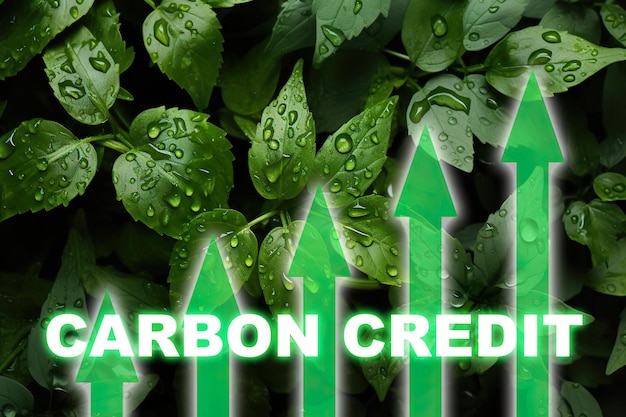 Concept koolstofkrediet Groene pijlen geven stijgende prijzen aan