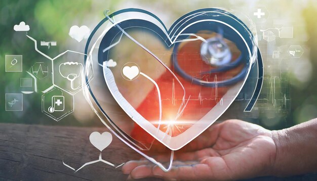 Concept of Love and health care abstract heart shape in
