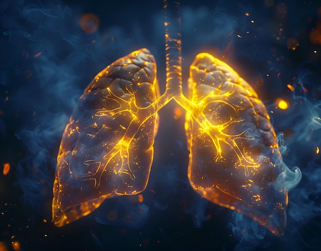 Photo concept of lungs affected by tobacco