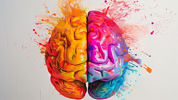 концепция психического здоровья яркий и красочный человеческий мозг