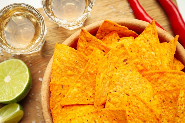 Foto concetto di cibo messicano snack e bevande della cucina messicana