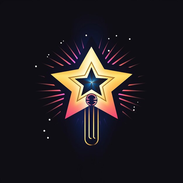 Photo concept of microphone with star singing audition singer star logo illustration design