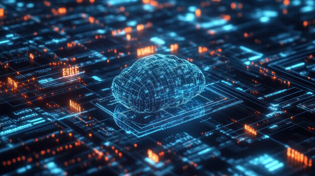concept of modern computer technology components artificial intelligence deep data mining and machine learning with 3d rendering background ai generated image