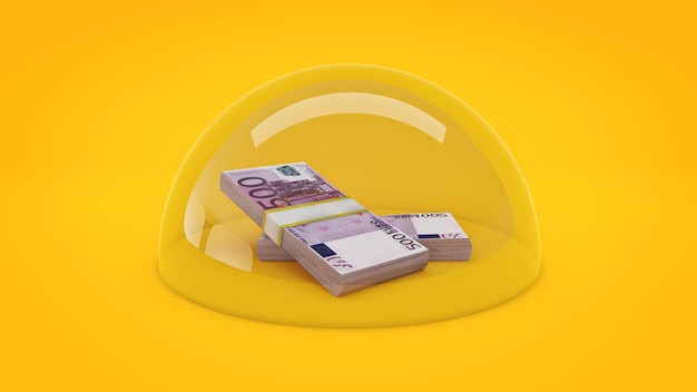 Concept money protection 3d rendering