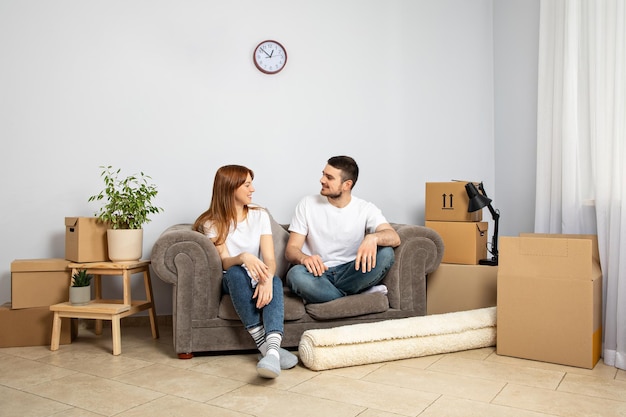 concept of move with a happy young couple