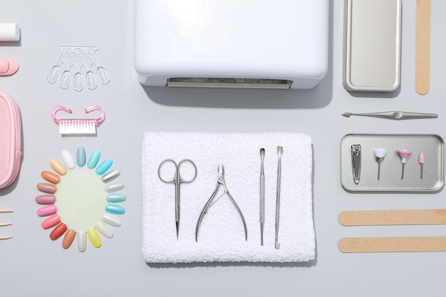 Concept of nail art tools for pedicure and manicure