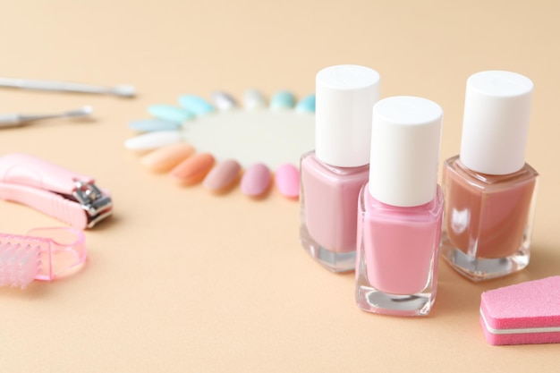 Concept of nail art tools for pedicure and manicure