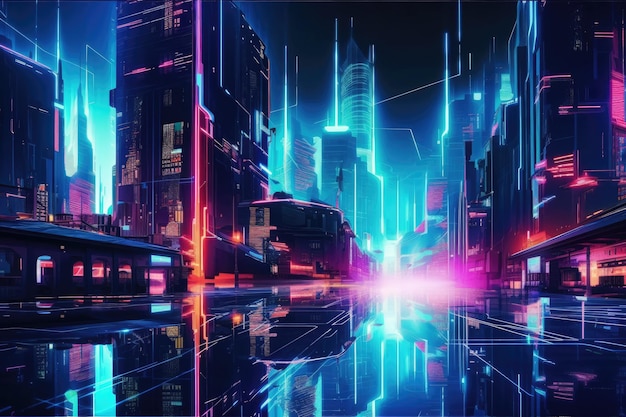 Concept of a neon city background