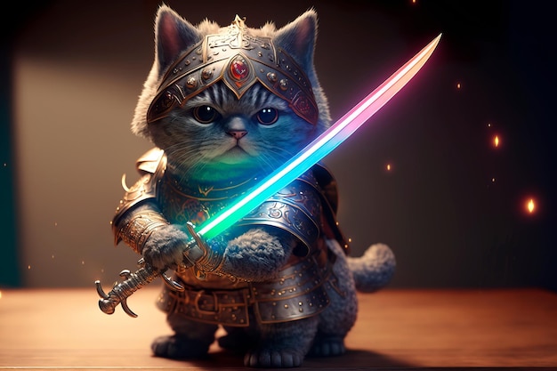 Concept ninja strijder kat karakter Generatieve AI