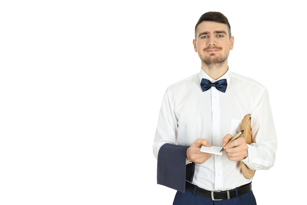 Concept of occupation waiter isolated on white background