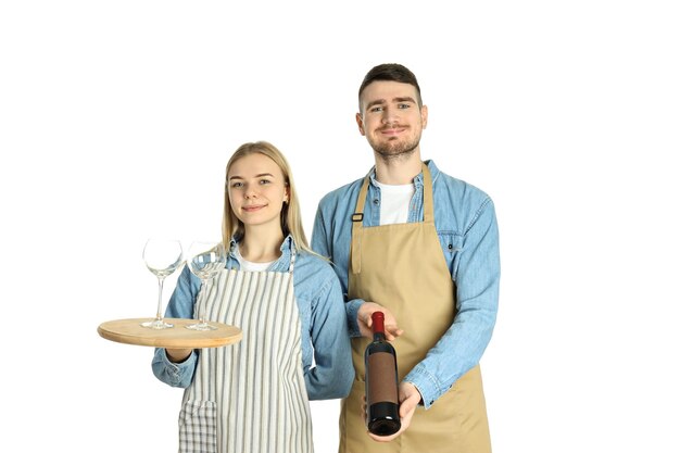 Concept of occupation waiters isolated on white background