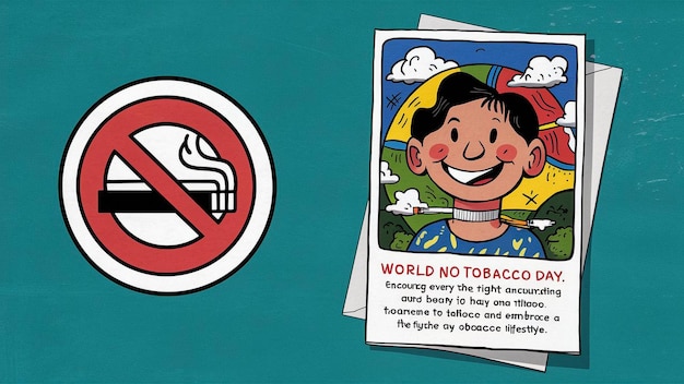 사진 담배를 피우지 않는 개념과 폐와 담배 종이 콜라지 스타일의 세계 담배 금지 날