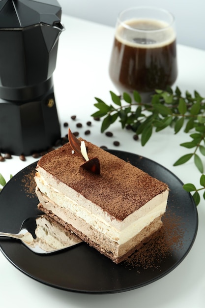 Фото Концепция вкусного десерта с тортом тирамису