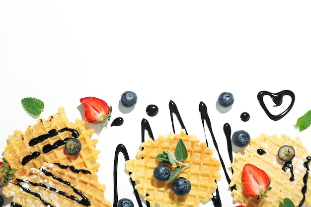 Фото Концепция вкусной еды с вафлями для текста