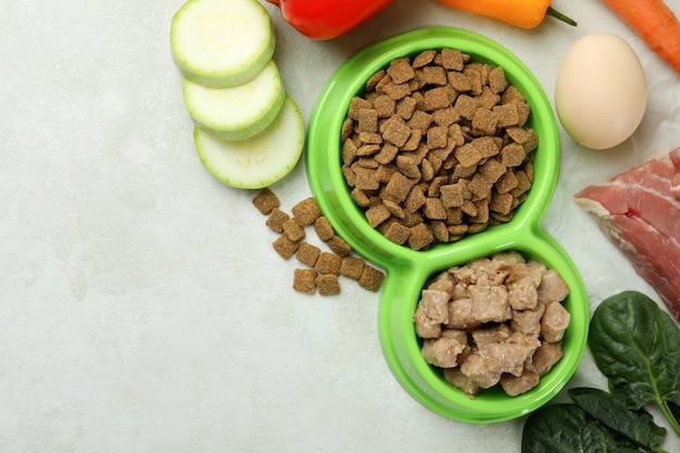 concept of organic pet food on white