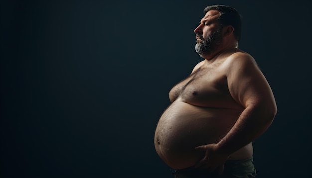 Photo concept of overweight belly fat