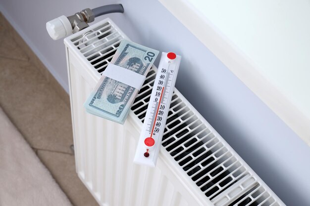 Concept of payment for heating rise in heating prices