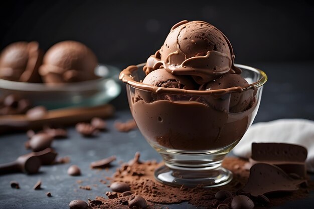 Foto foto concettuale di gelato al cioccolato