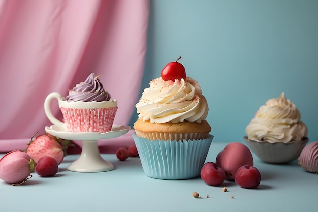 Photo concept photo of cupcake dessert with cream