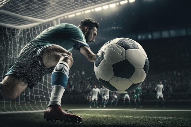 The concept of playing football soccer AI Generated