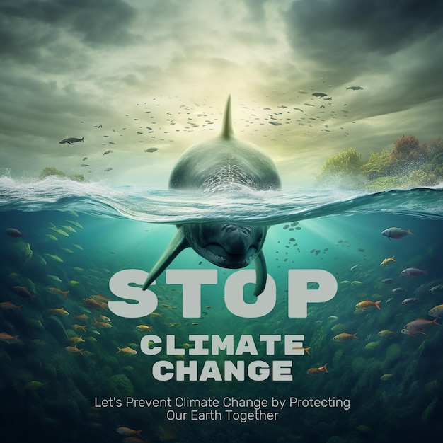 Photo concept poster stop ocean plastic pollution ocean pollution