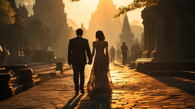 The concept of Prewedding Bali has a barong with the background of the Prambanan