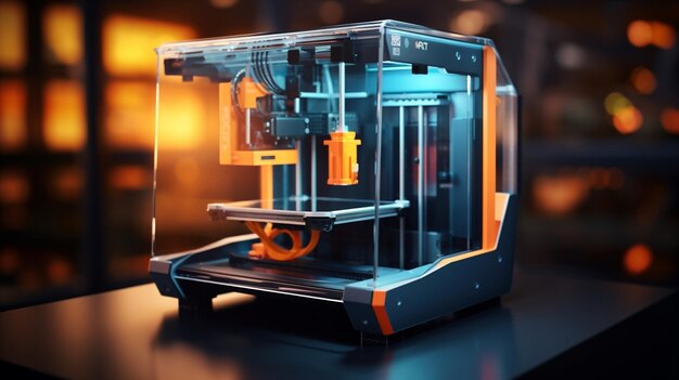 Photo concept printing threedimensional engineering technology machine 3d model design plastic hand printer