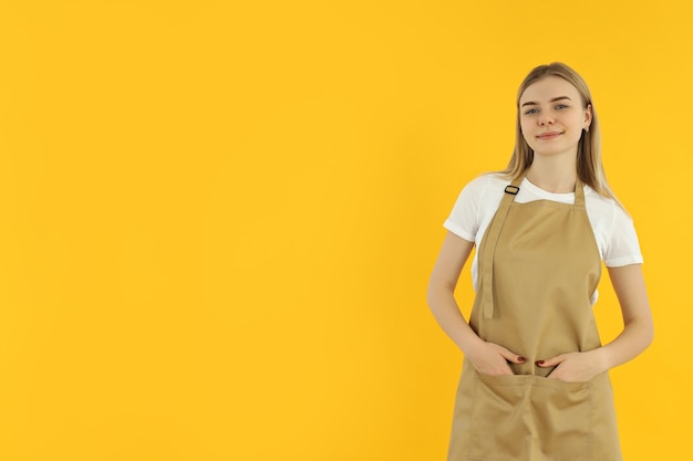 Concept of profession with young waitress space for text