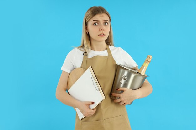 Concept of profession with young woman waitress