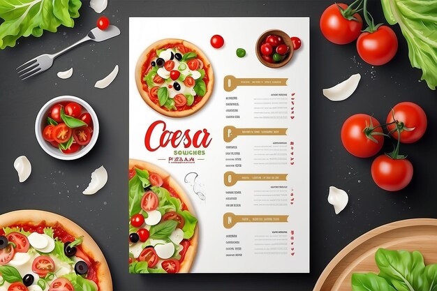 Foto concept flyer promozionale e poster per ristoranti o pizzerie modello con delizioso