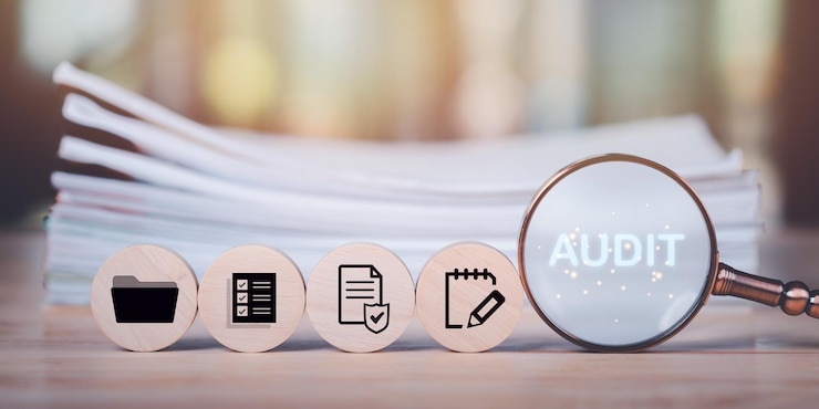 Photo concept of quality and efficiency auditing and evaluation quality inspection accountant auditing do
