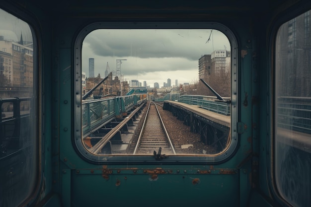 철도 여행과 교통의 개념, 여행의 이, 기차역의 분위기, 열차의 열정, 기차 창문에서 내려다보는 놀라운 풍경.