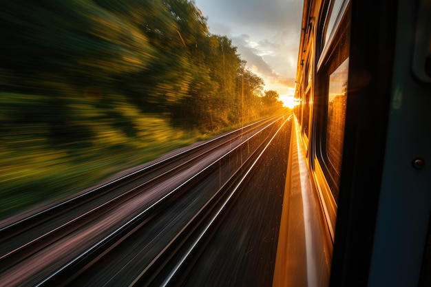 Концепция железнодорожного путешествия и транспорта Идиллия путешествия атмосфера железной дороги