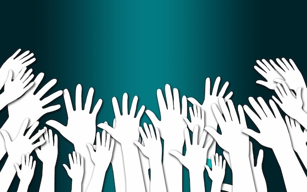 concept of raised up hands