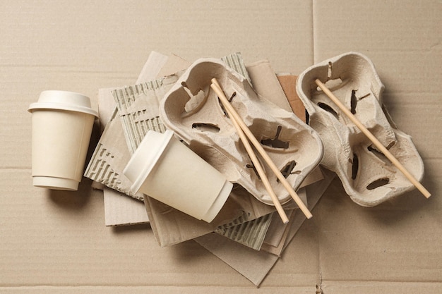 Photo the concept of recycling kraft cardboard smart use of resources