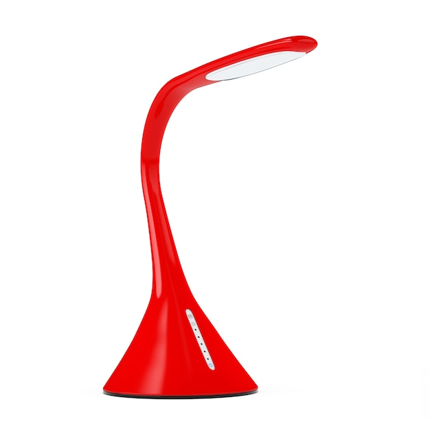 흰색 바탕에 빨간색 Led 센서 책상 램프의 개념. 3d 렌더링