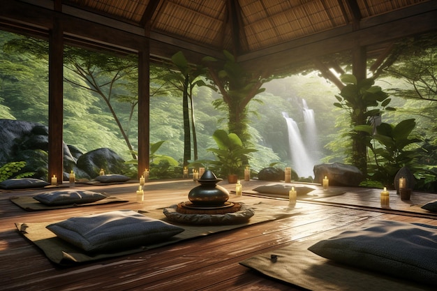 Concept of relaxation in yoga retreats amidst nature